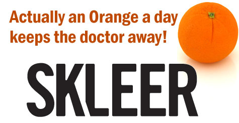 In an orange carton, use SKLEER everyday to keep the doctor away